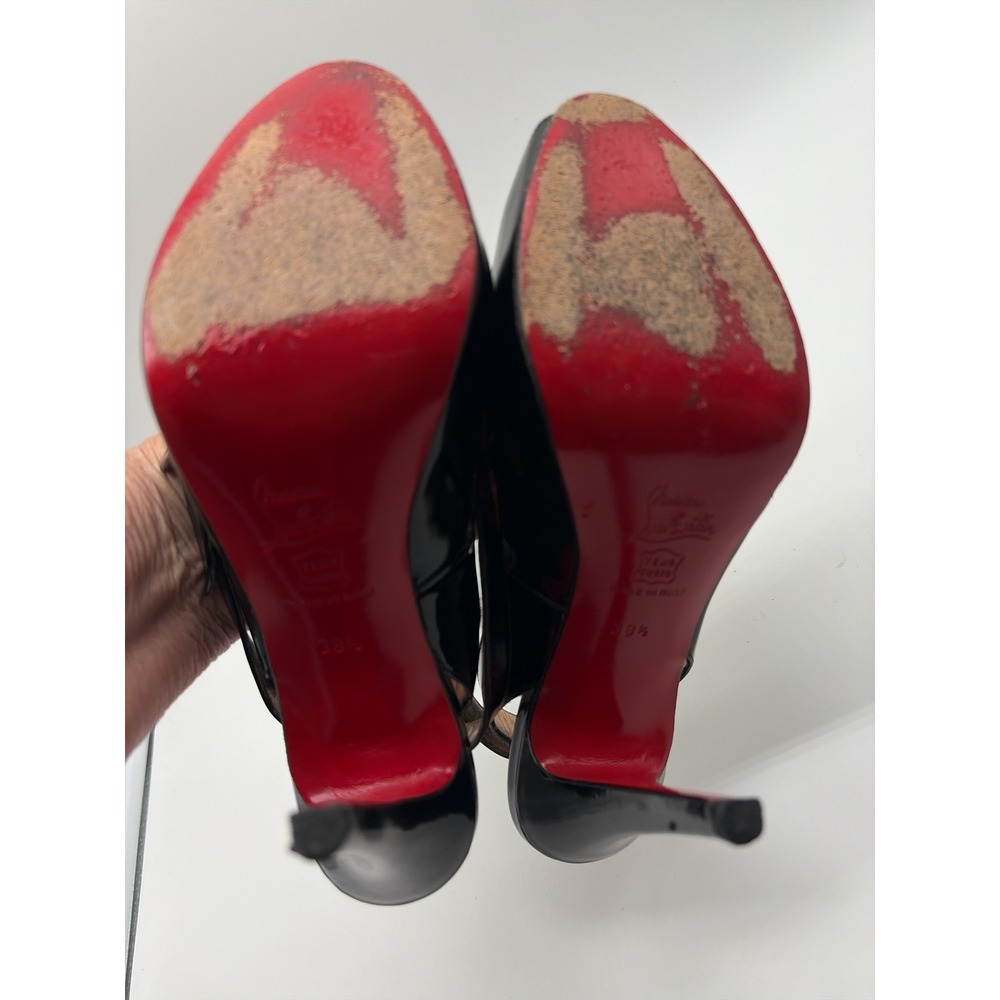 Christian Louboutin Lady Peep Slingback Black Patent Leather Heels Size 38.5 - Picture 9 of 9